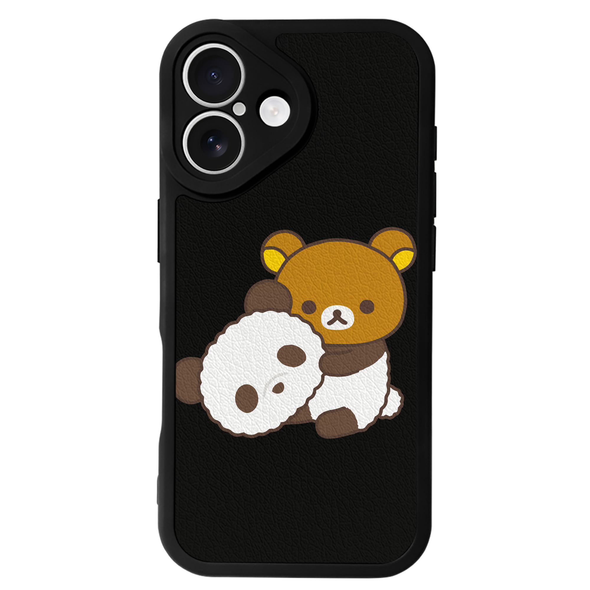 （画像用） リラックマ リラックマ キイロイトリ Rilakkuma Korilakkuma Kiiroitori 【iPhone 16シリーズ対応】シリコンスマホケース（レザー調） 材質：シリコン